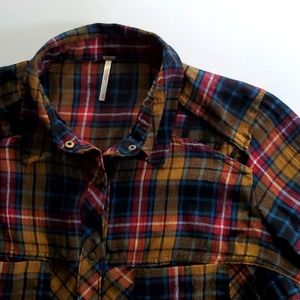 Free People boxy plaid shirt